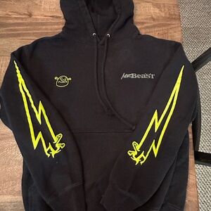 Mr Beast Shrek Dreamworks Black Hoodie with Neon Yellow Lightning